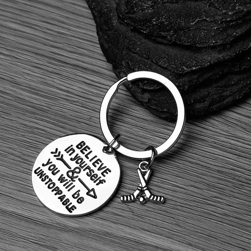 Ice Hockey Keychain with Inspirational Charms