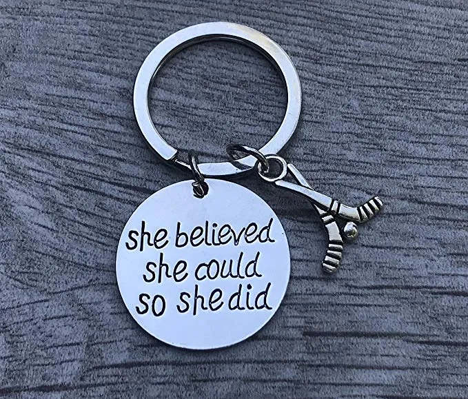 Ice Hockey She Believed She Could So She Did Keychain