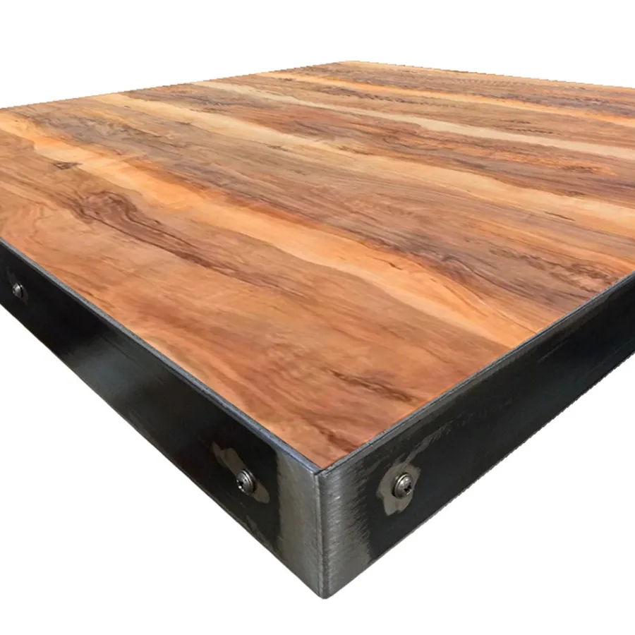 Indian Rosewood Steel Edge Custom Deep Woods Laminate Restaurant Table Tops