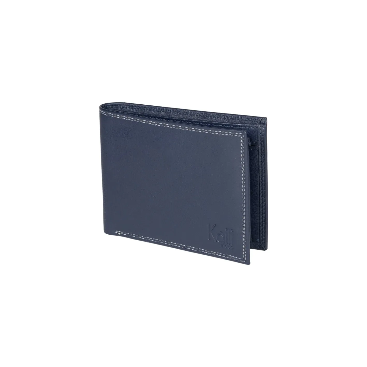 Kaili Mood Full Grain Leather Bifold Wallet Blue