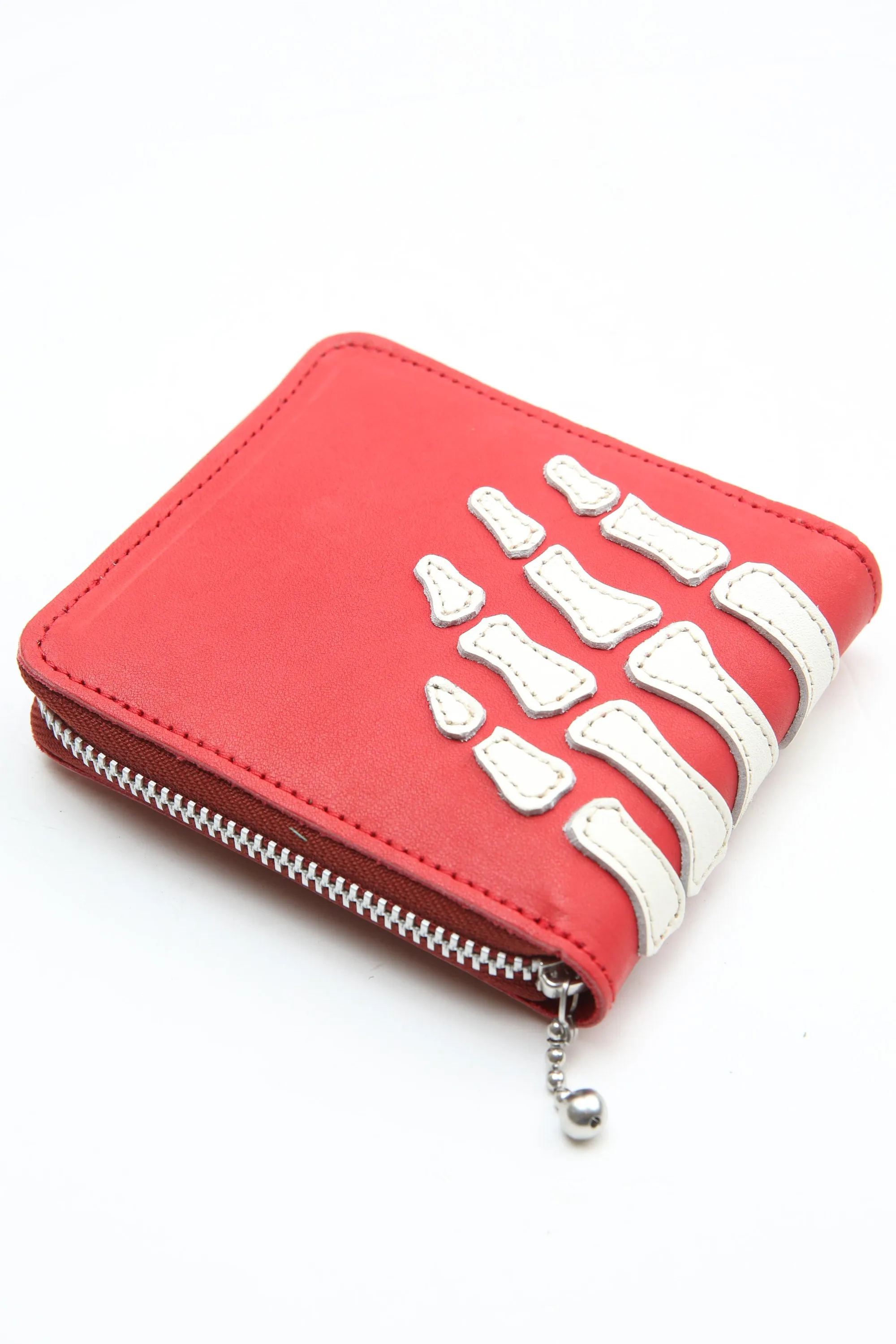 Kapital Thumb-Up Bone Hand Zip Wallet - Red