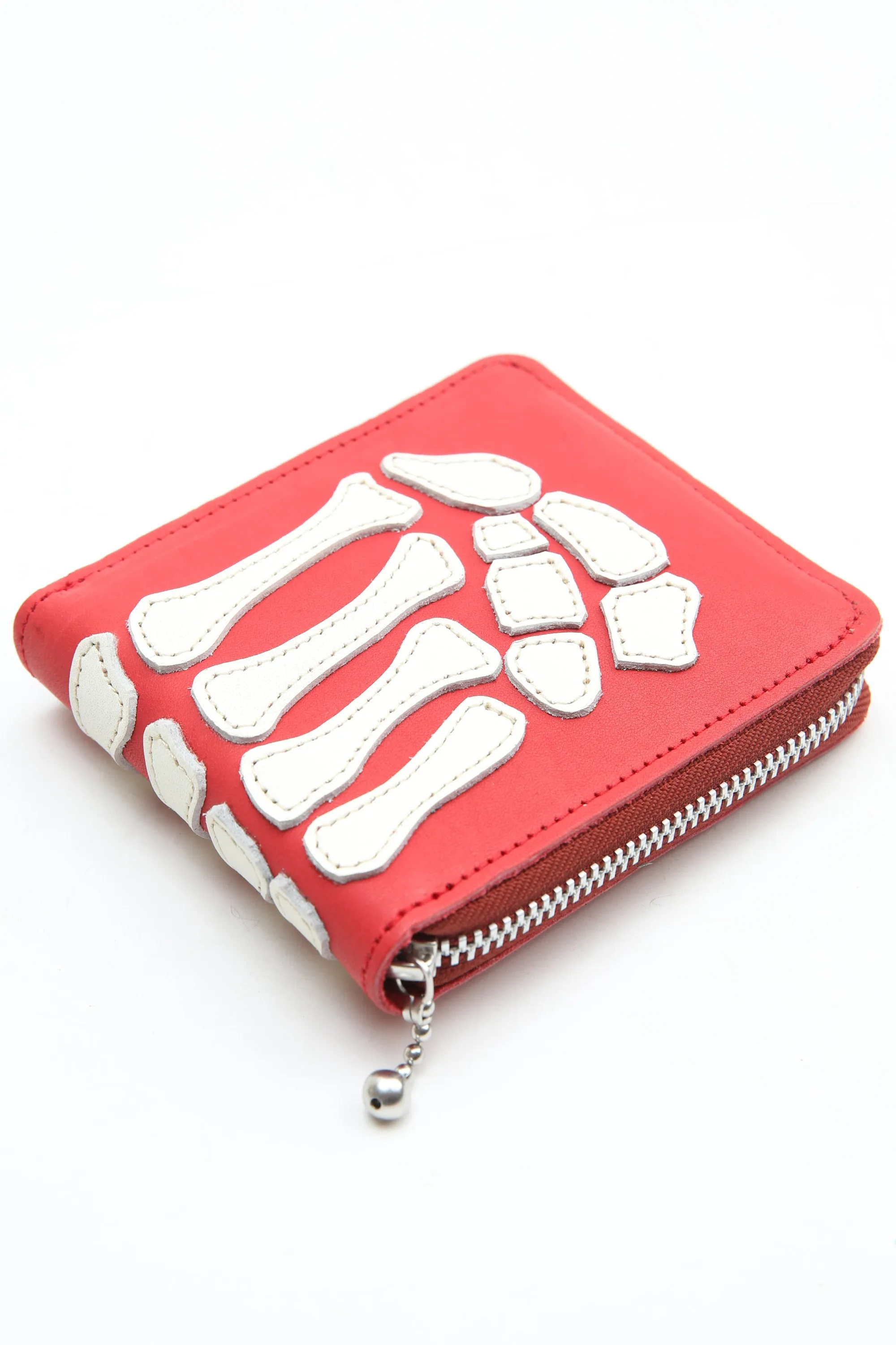 Kapital Thumb-Up Bone Hand Zip Wallet - Red