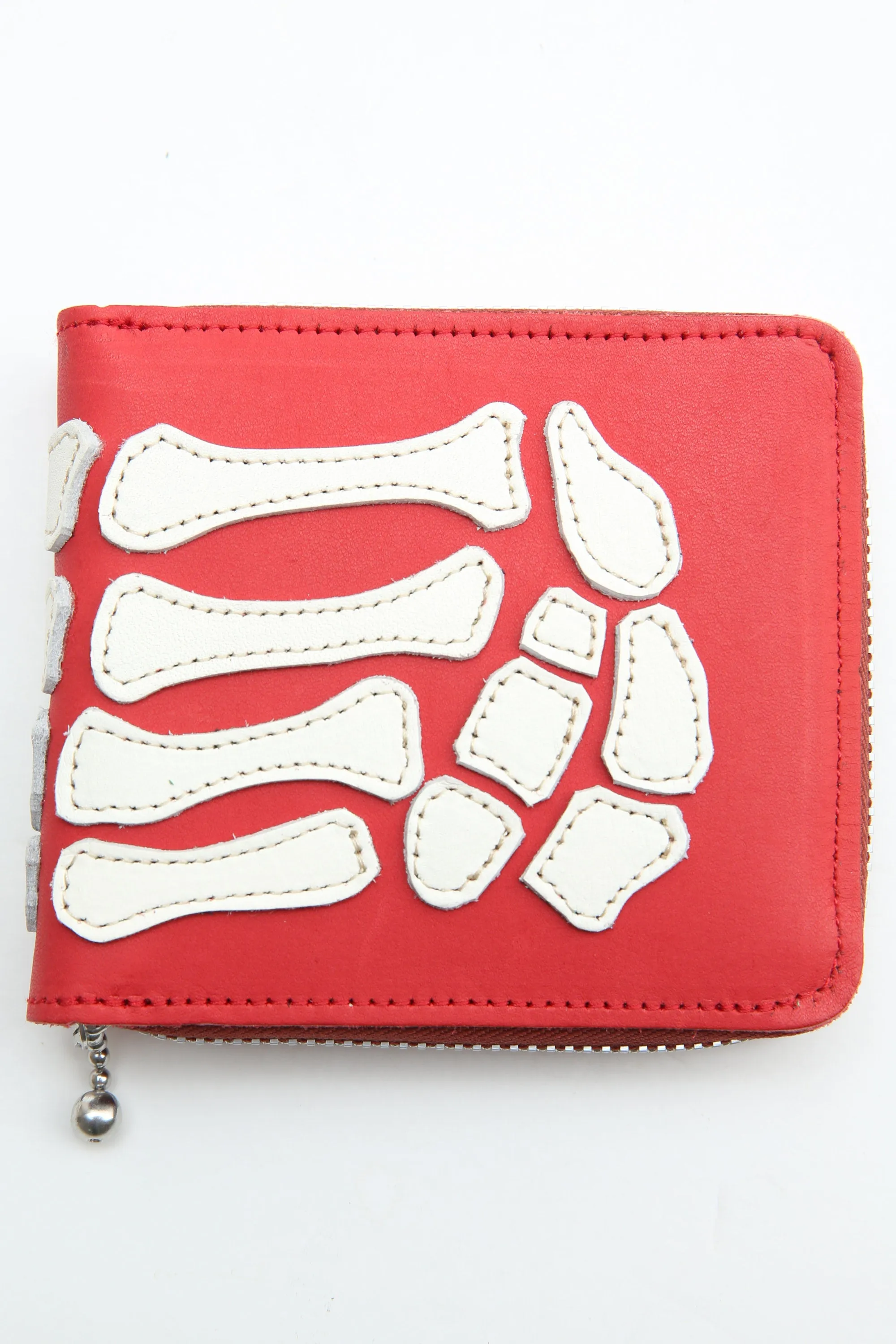 Kapital Thumb-Up Bone Hand Zip Wallet - Red