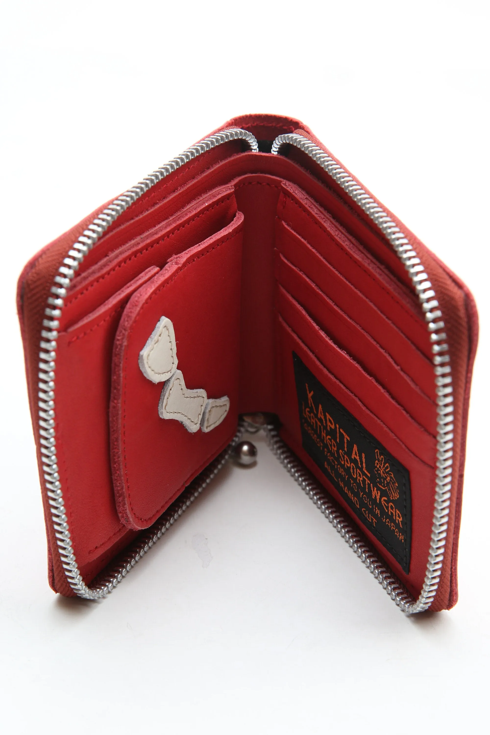 Kapital Thumb-Up Bone Hand Zip Wallet - Red