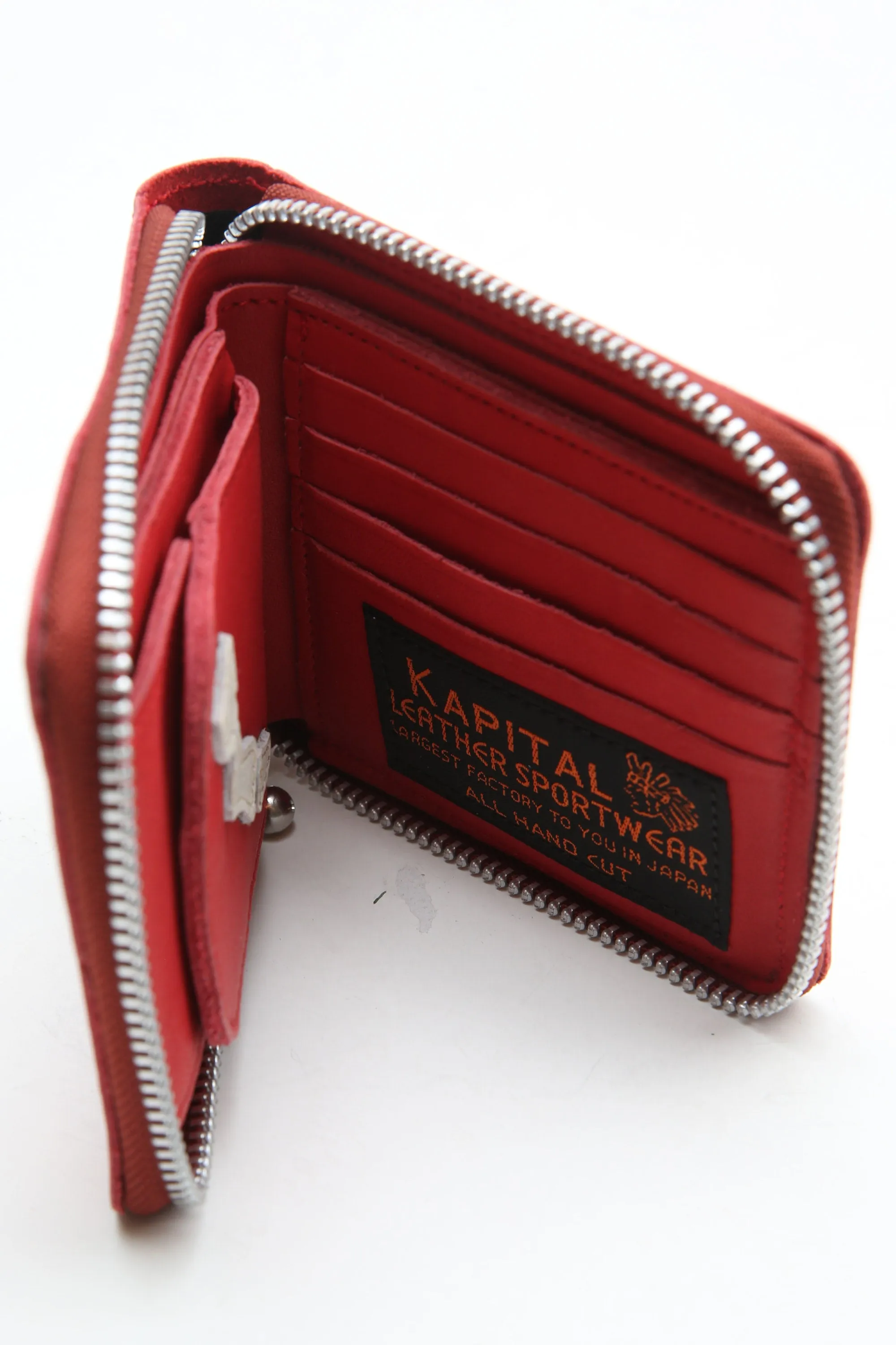 Kapital Thumb-Up Bone Hand Zip Wallet - Red