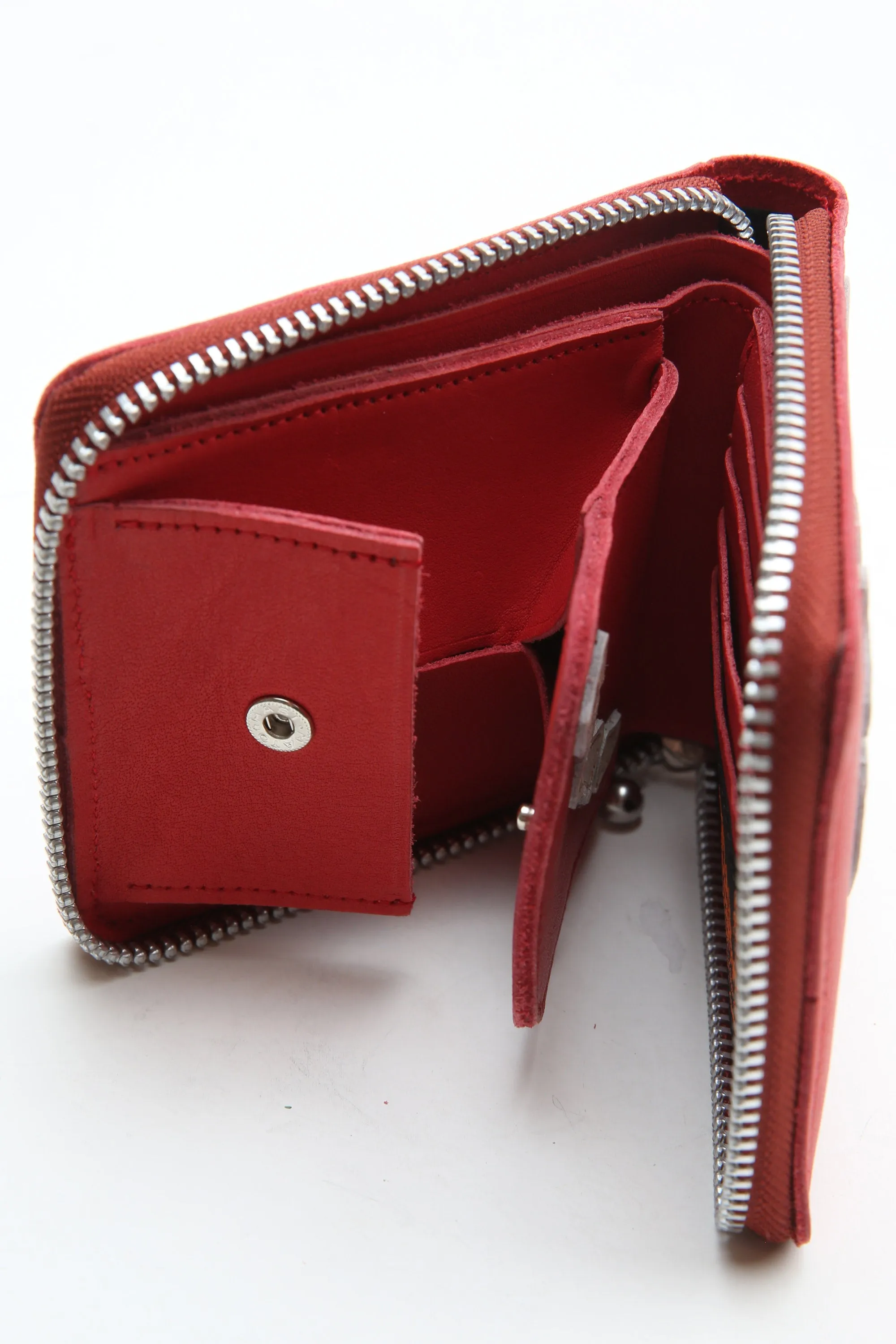 Kapital Thumb-Up Bone Hand Zip Wallet - Red