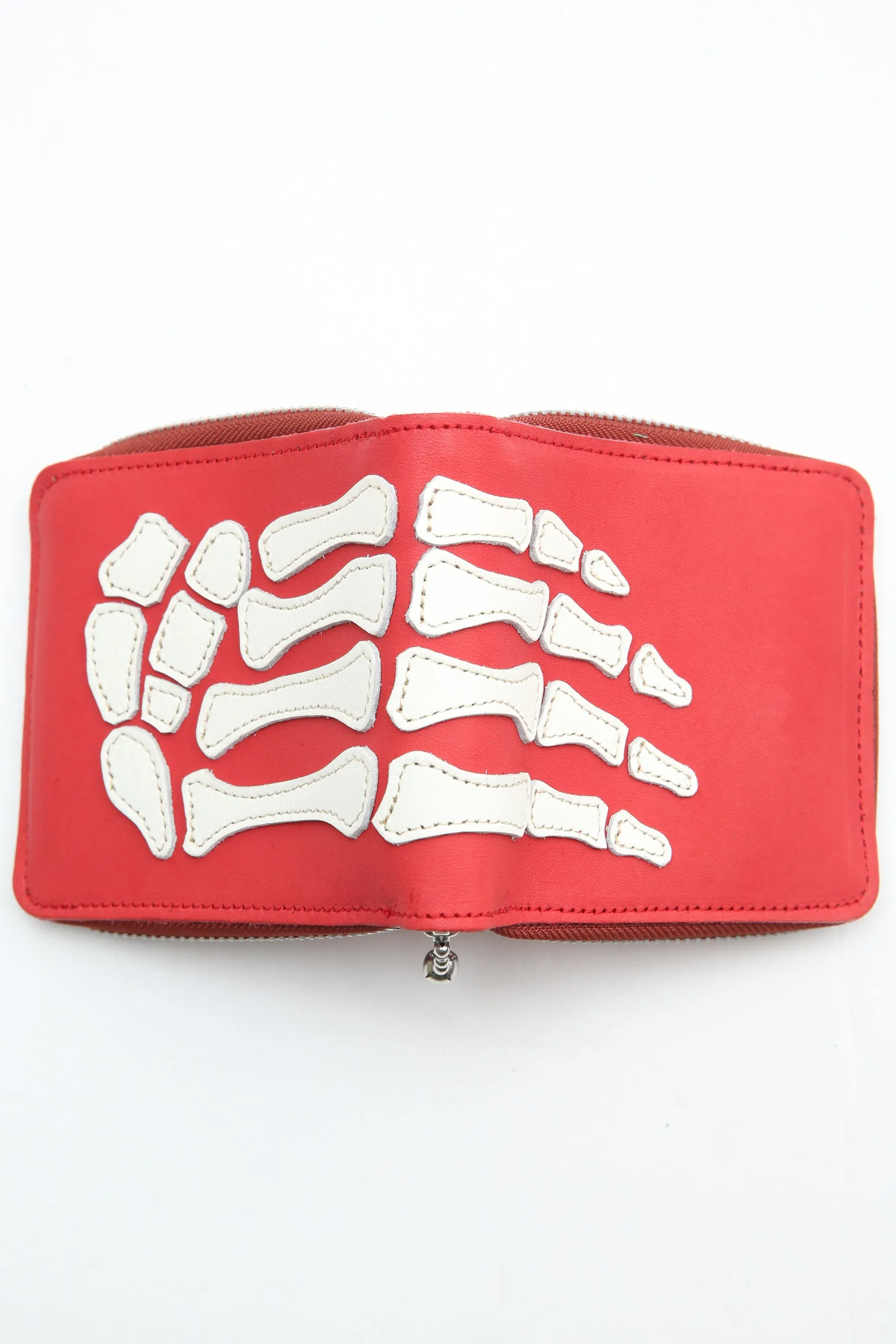 Kapital Thumb-Up Bone Hand Zip Wallet - Red