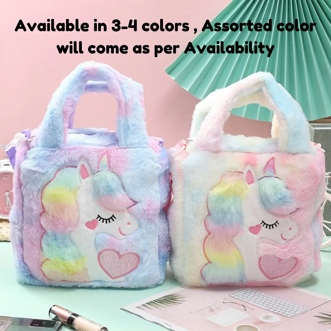 Kids Cute Unicorn Plush Shoulder Bag Girl Children Handbag birthday gift (Multicolor, Pack of 1)