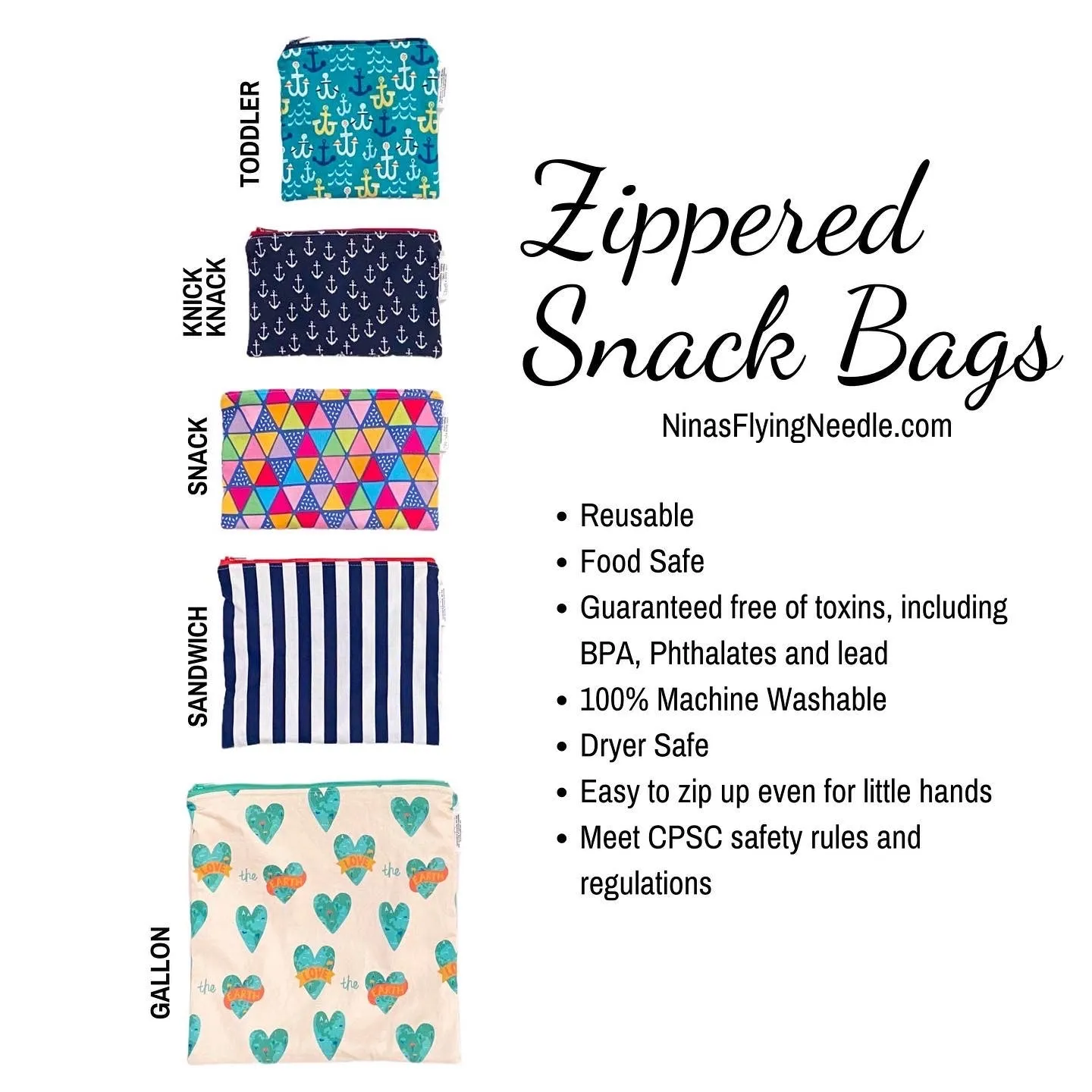 Knick Knack Sized Reusable Zippered Bag Dots