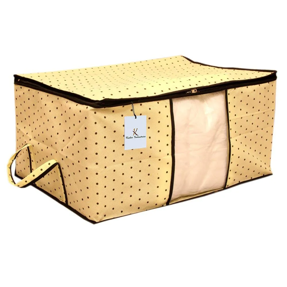 Kuber Industries 2 Piece Rectangular Non Woven Underbed Storage Organiser Set (Cream)