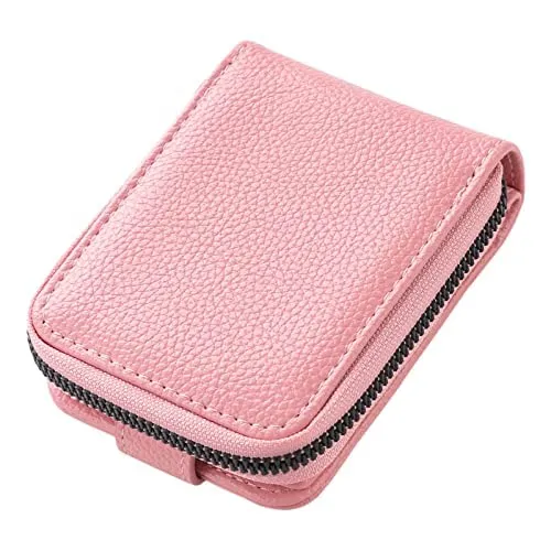 Kuber Industries Card Holder Wallet for Men Women|Debit Credit Card Holder|Wallet for Id, Visiting Card, Buisness Card|RFID Protected|Button & Zipper Closure Wallet|Pink (Pack of 3)