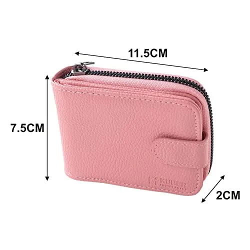 Kuber Industries Card Holder Wallet for Men Women|Debit Credit Card Holder|Wallet for Id, Visiting Card, Buisness Card|RFID Protected|Button & Zipper Closure Wallet|Pink (Pack of 3)