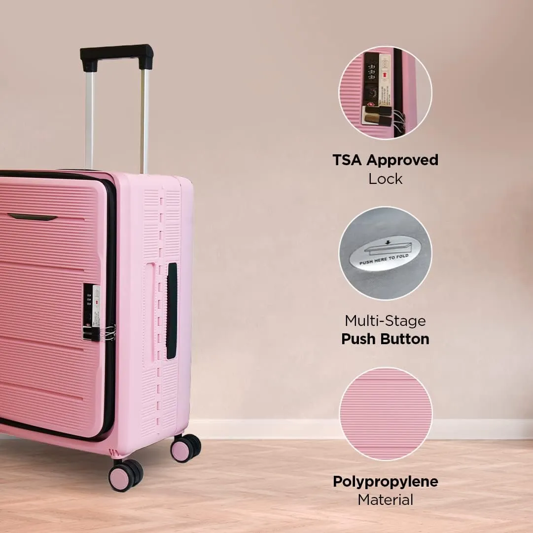 Kuber Industries Luggage Bag | Trolley Bags for Travel | Collapsible Luggage Bag | Travelling Bag | Trolley Bags for Suitcase | Lightweight Luggage Bag | 20P-24P Inch | Rose Pink