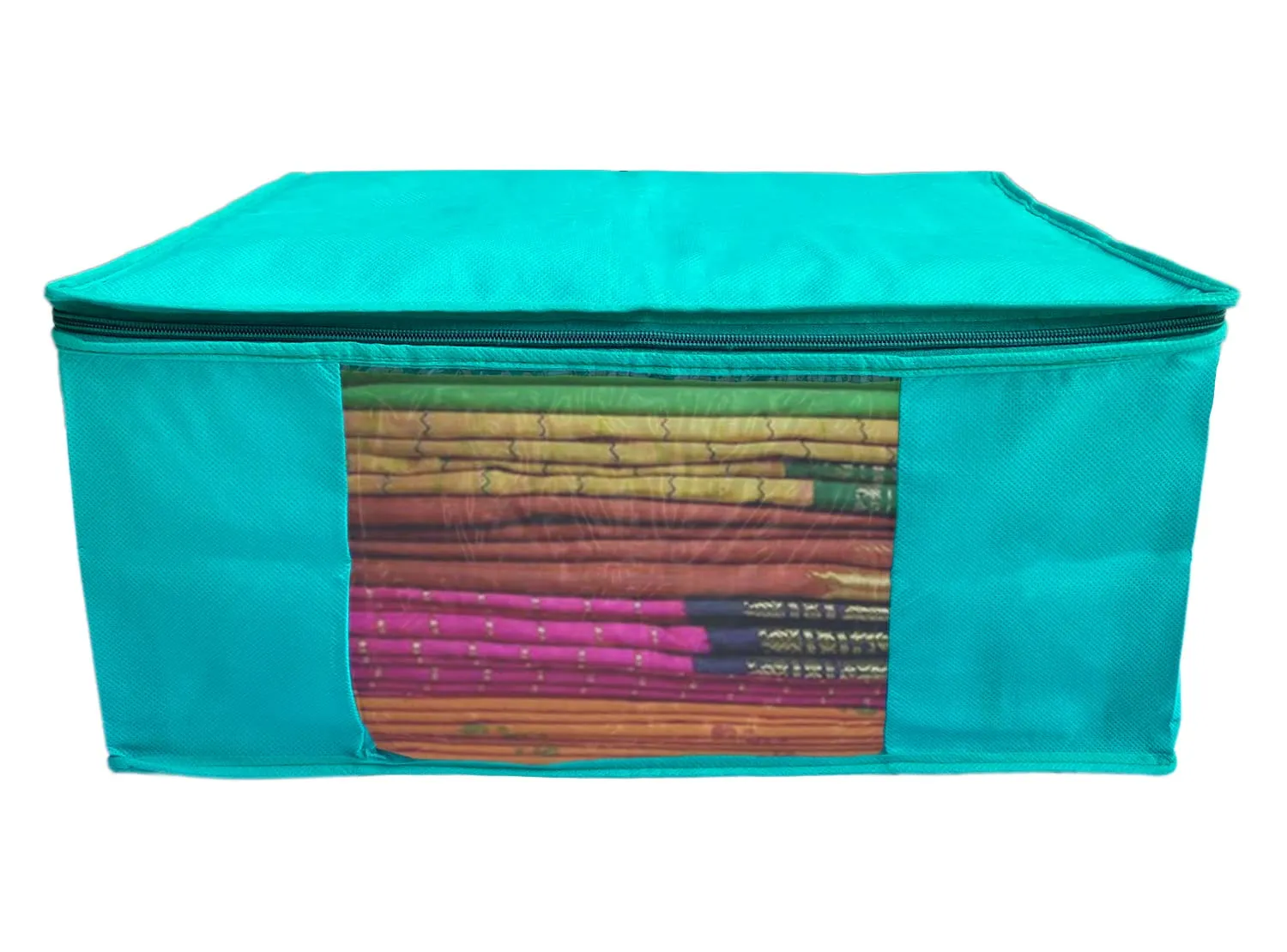 Kuber Industries Multiuses Non-Woven Saree Covers/Clothes Storage Bag/Wardrobe Organizer- Pack of 12 (Blue)