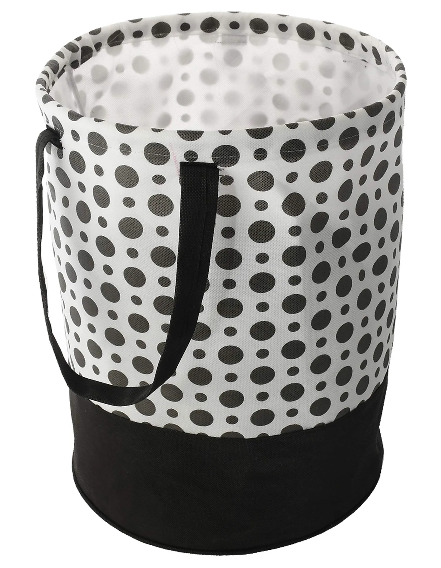 Kuber Industries Polka Dots Printed Waterproof Canvas Laundry Bag, Toy Storage, Laundry Basket Organizer 45 L (Black & White)-CTKTC044991