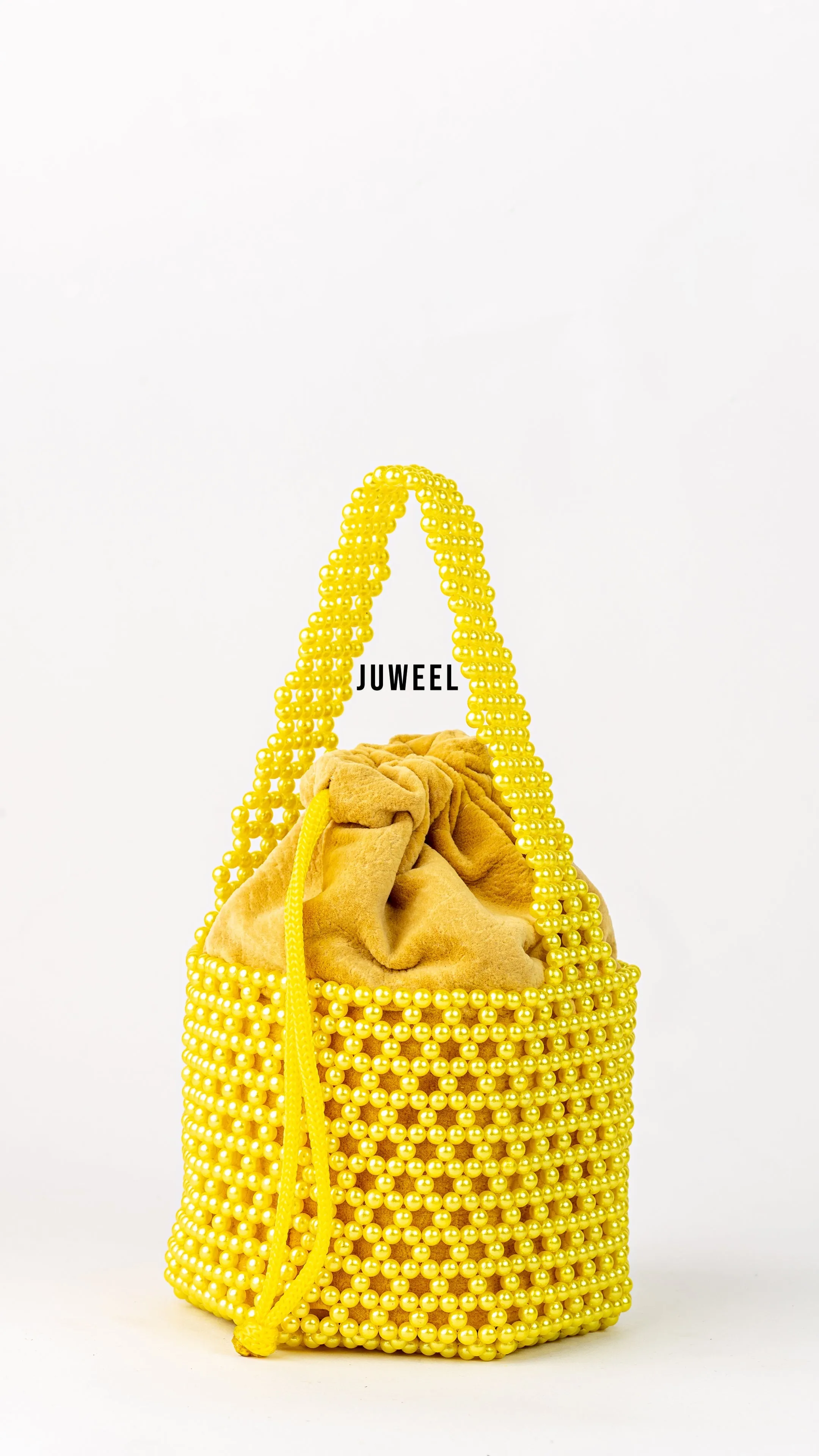 Lartaley Beaded Mini Bucket Bag - Yellow