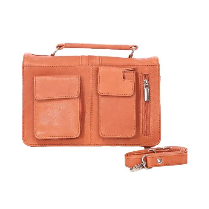 Leather Organizer With Exterior Pocket And Handle