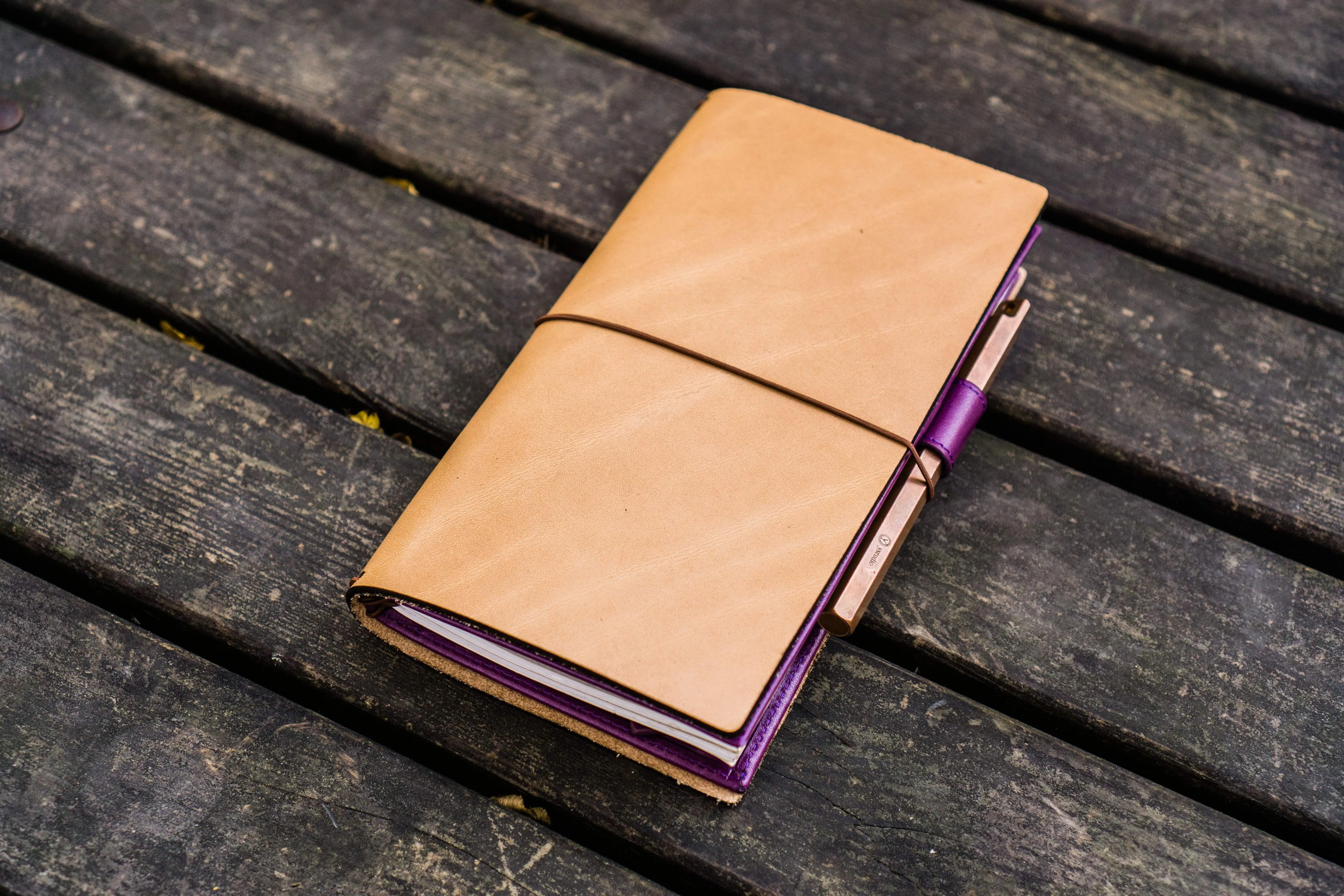 Leather Wallet Insert for Traveler's Notebook - Regular Size - Purple