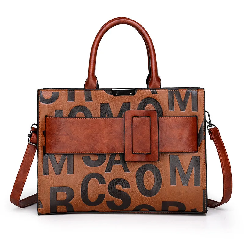 Letter Leather Tote Bag