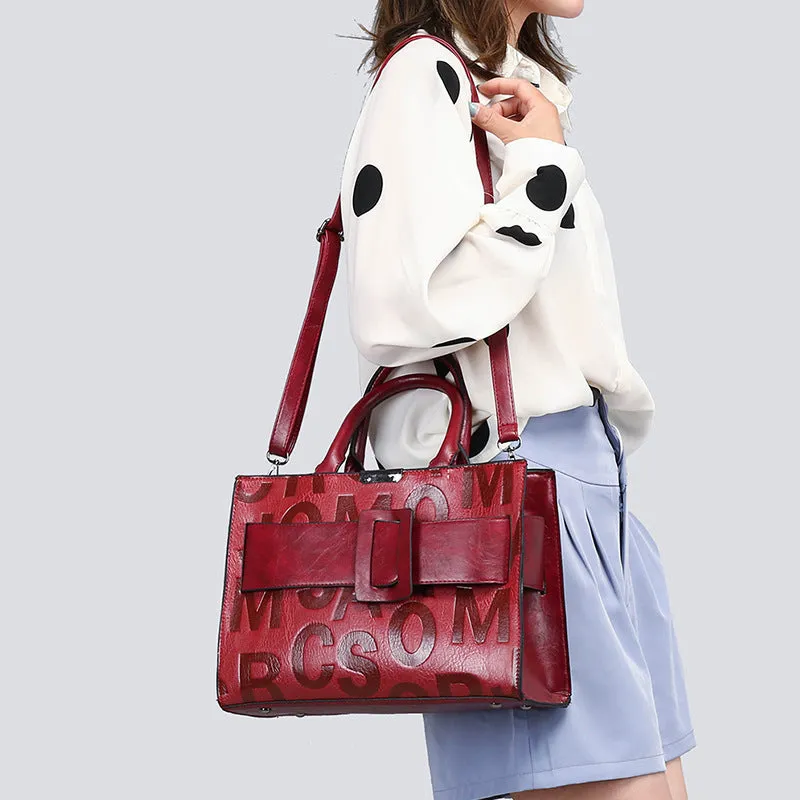 Letter Leather Tote Bag