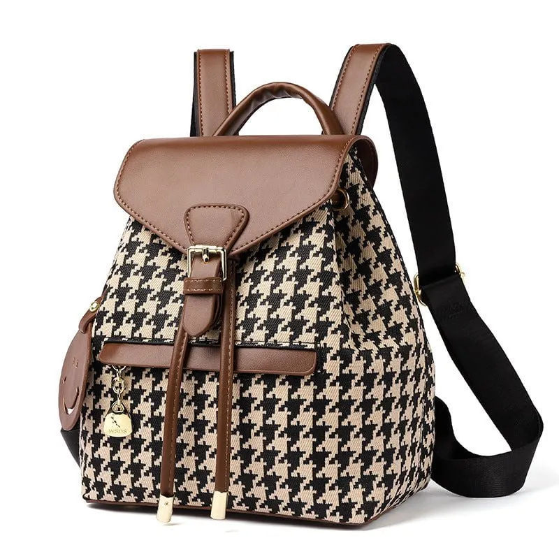 LovelyRLovely Women's High Capacity Hounds-tooth Backpack