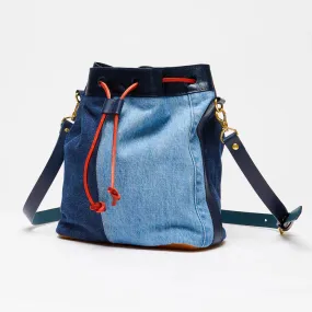 LPOL x seventy   mochi Mia Bucket Bag in Denim & Red