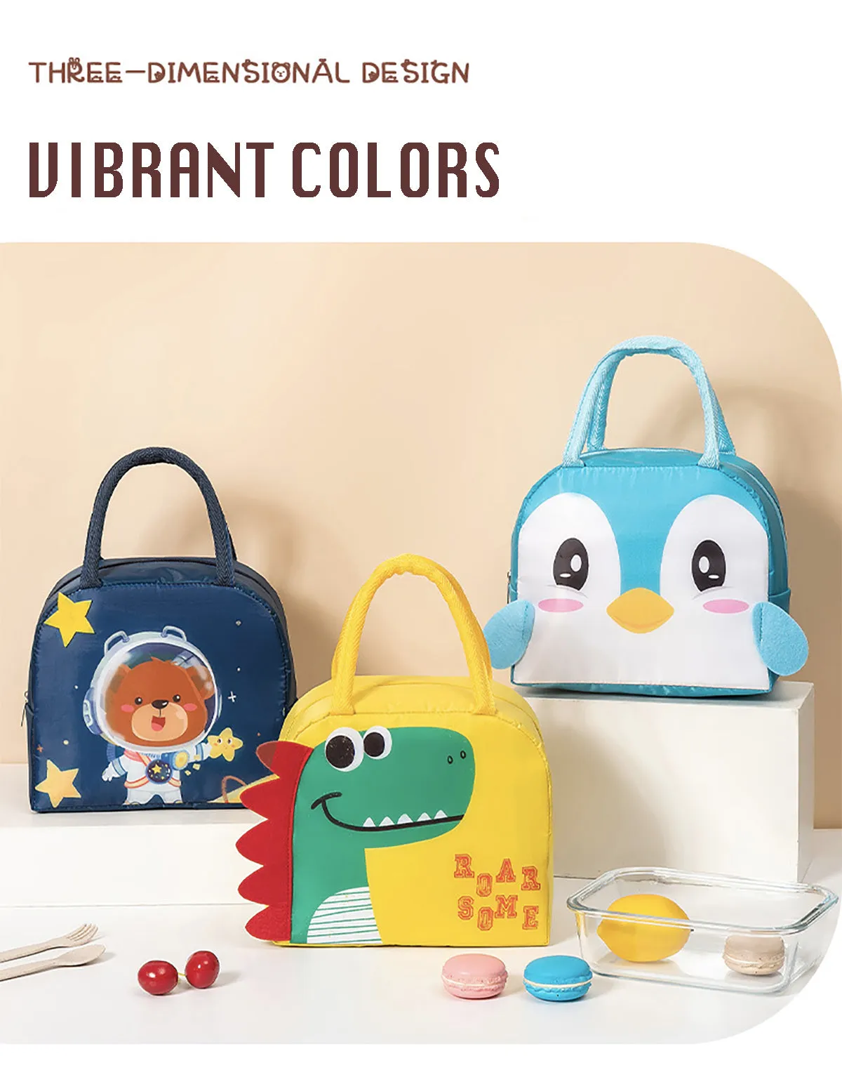 Lunch Box Insulated Bag Soft Leakproof Lunch Bag for Kids Men Women, Durable Thermal Lunch Pail for School Work Office | Fit 6 Cans- Blue Dinosaur