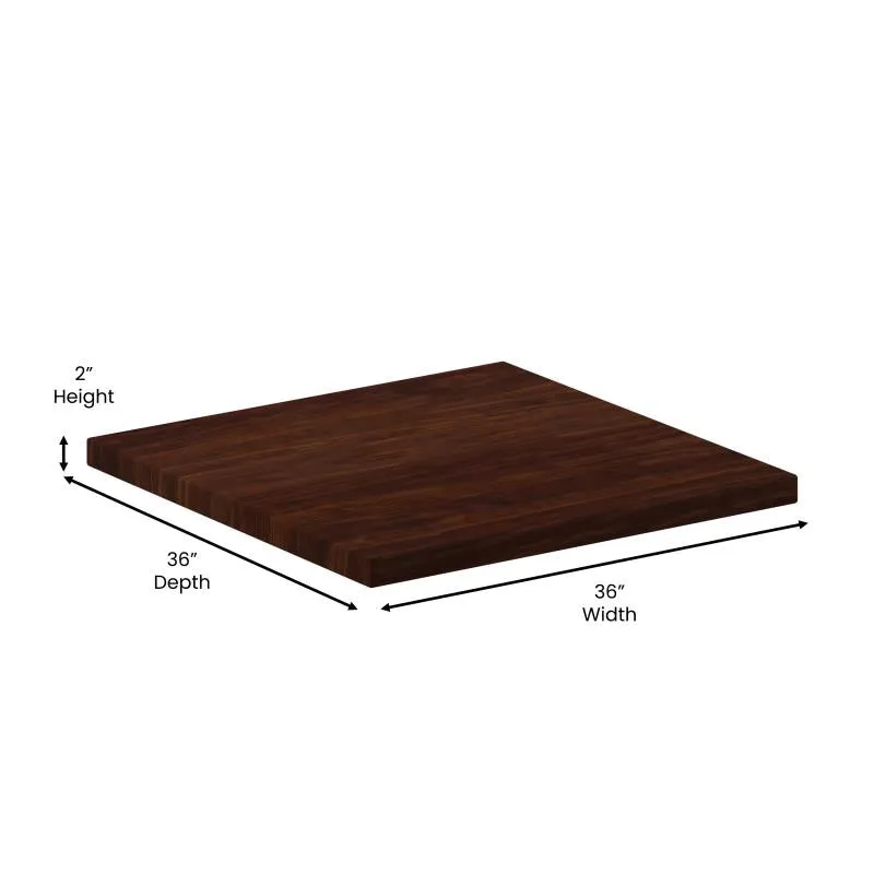 Luxe Walnut Extra Thick Poly Resin Restaurant Table Tops Indoor Use