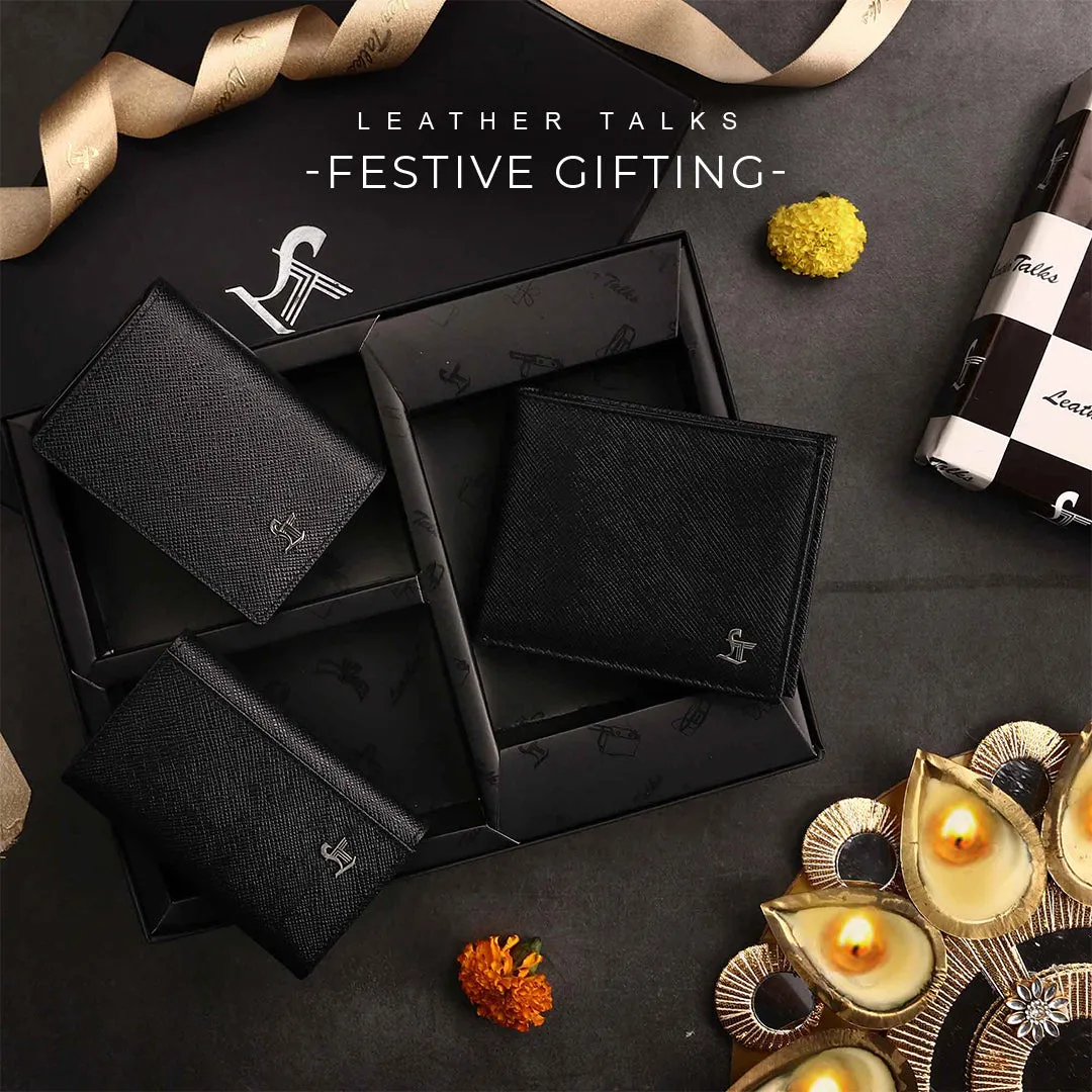 Luxury Corporate Diwali Gifts - Set of III Gift Set (Men's Wallet, Card Case, Key Pouch)