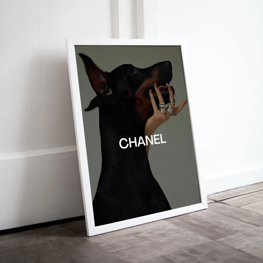 Luxury Fashion Doberman Poster PRINTABLE ART, Designer Wall Art, Digital Luxury Fashion Wall Art, Designer Dog Print, Doberman Poster, Hypebeast