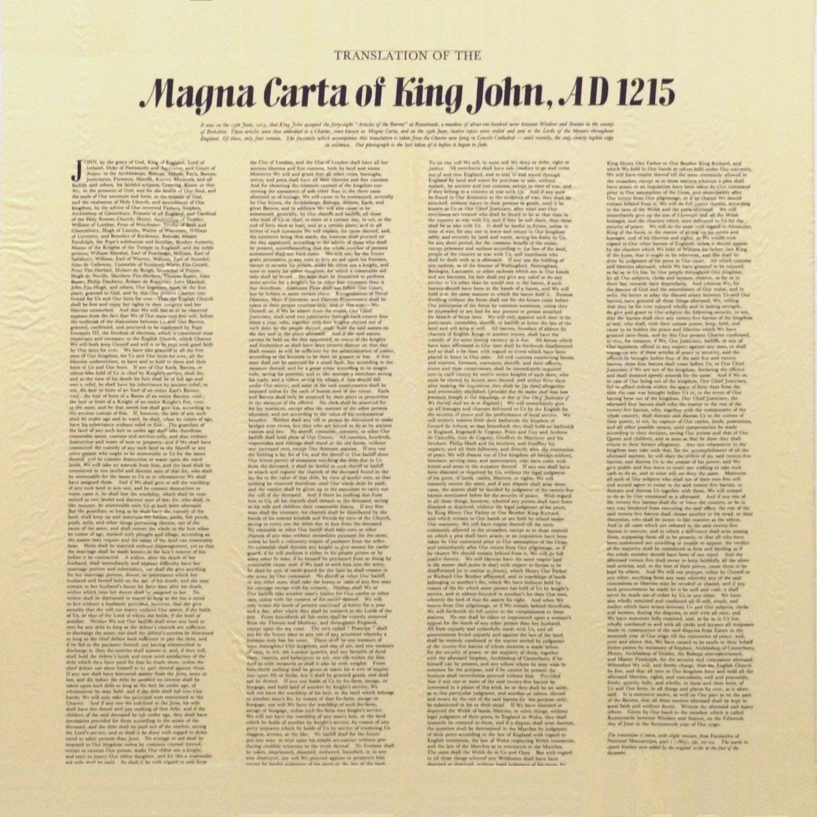 Magna Carta English Translation