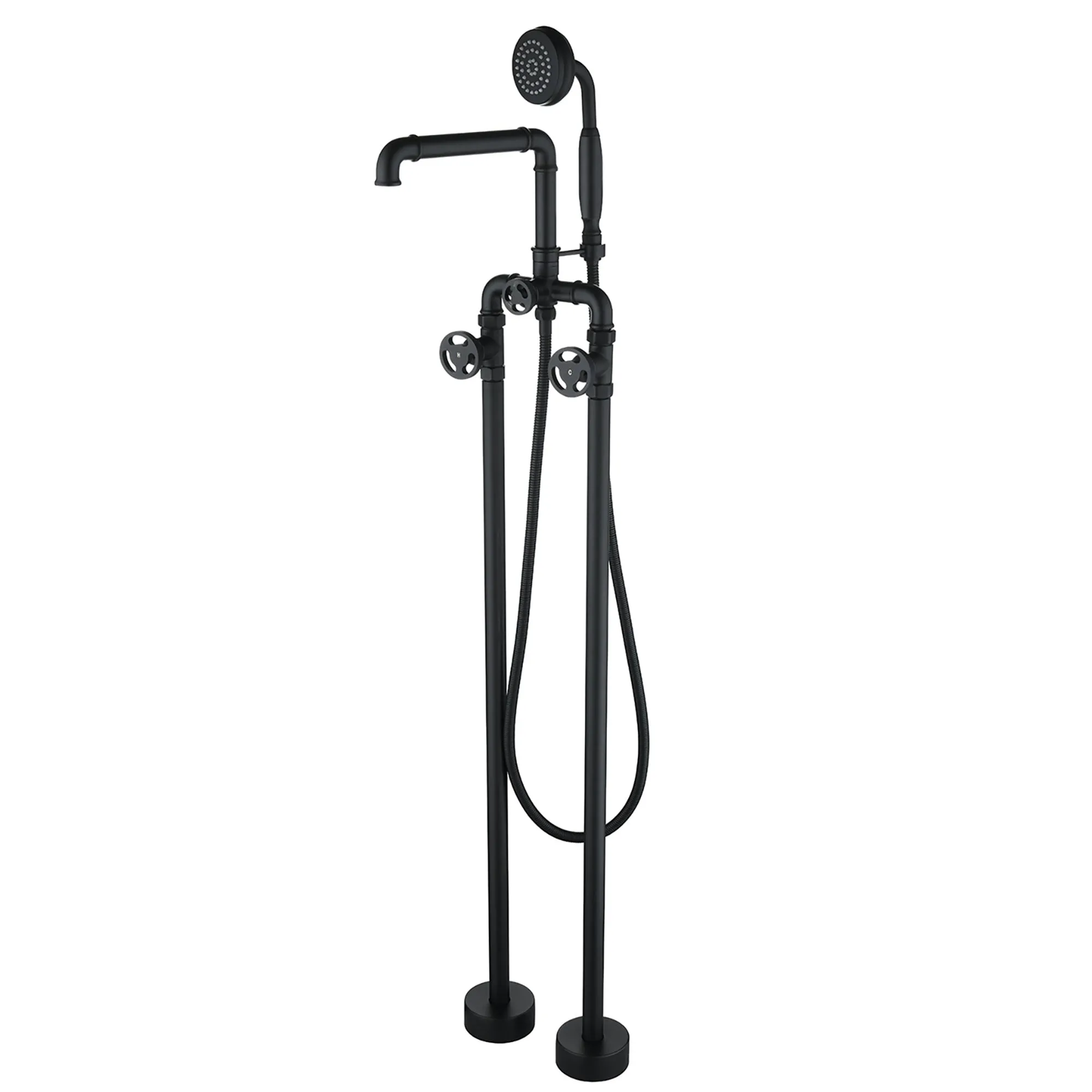 Matte Black Freestanding Tub Faucet Clawfoot Industrial Tub Faucet with Hand Shower RB0992