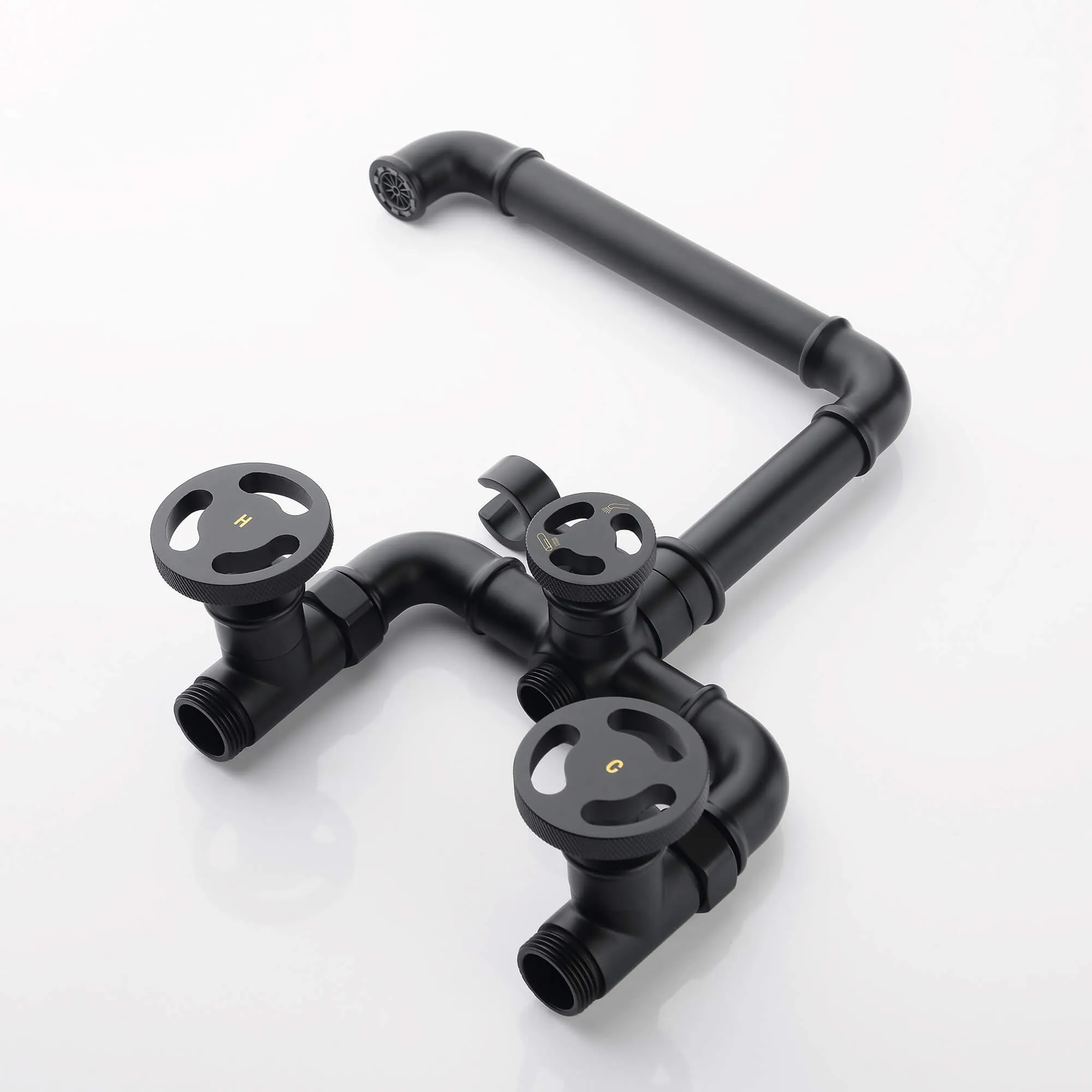 Matte Black Freestanding Tub Faucet Clawfoot Industrial Tub Faucet with Hand Shower RB0992