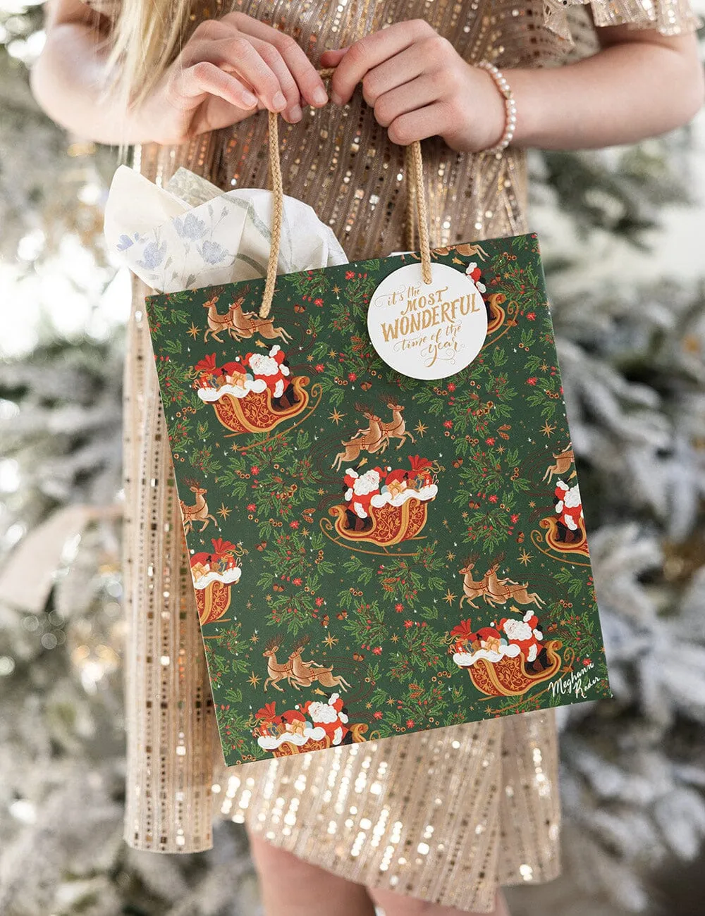 Medium Christmas Gift Bag - Santa Sleigh