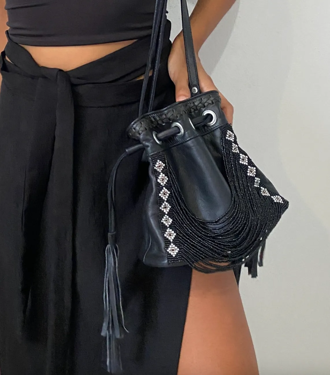 Mini Beaded Bucket Bag