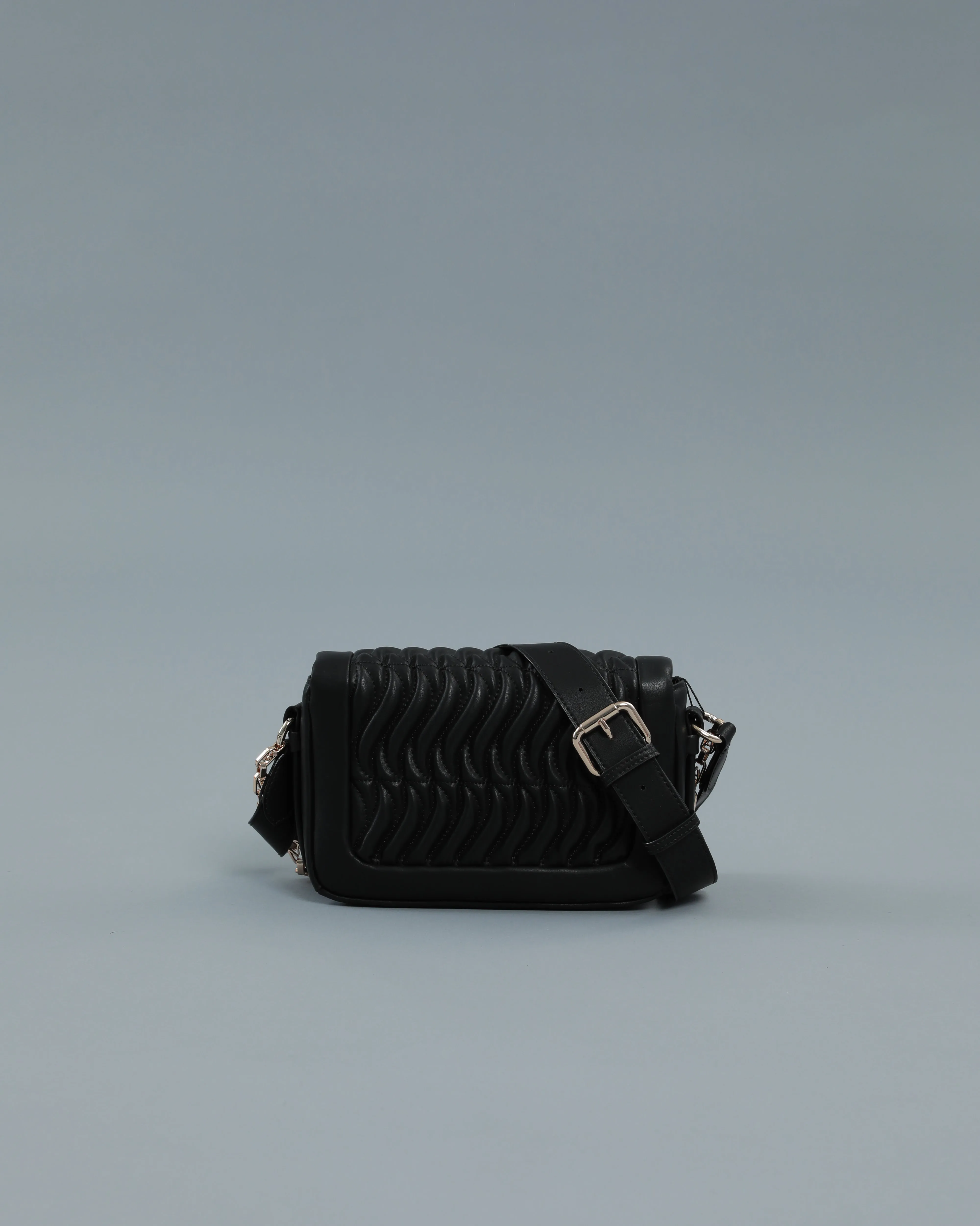 Mini Matelassé Crossbody Bag in Black