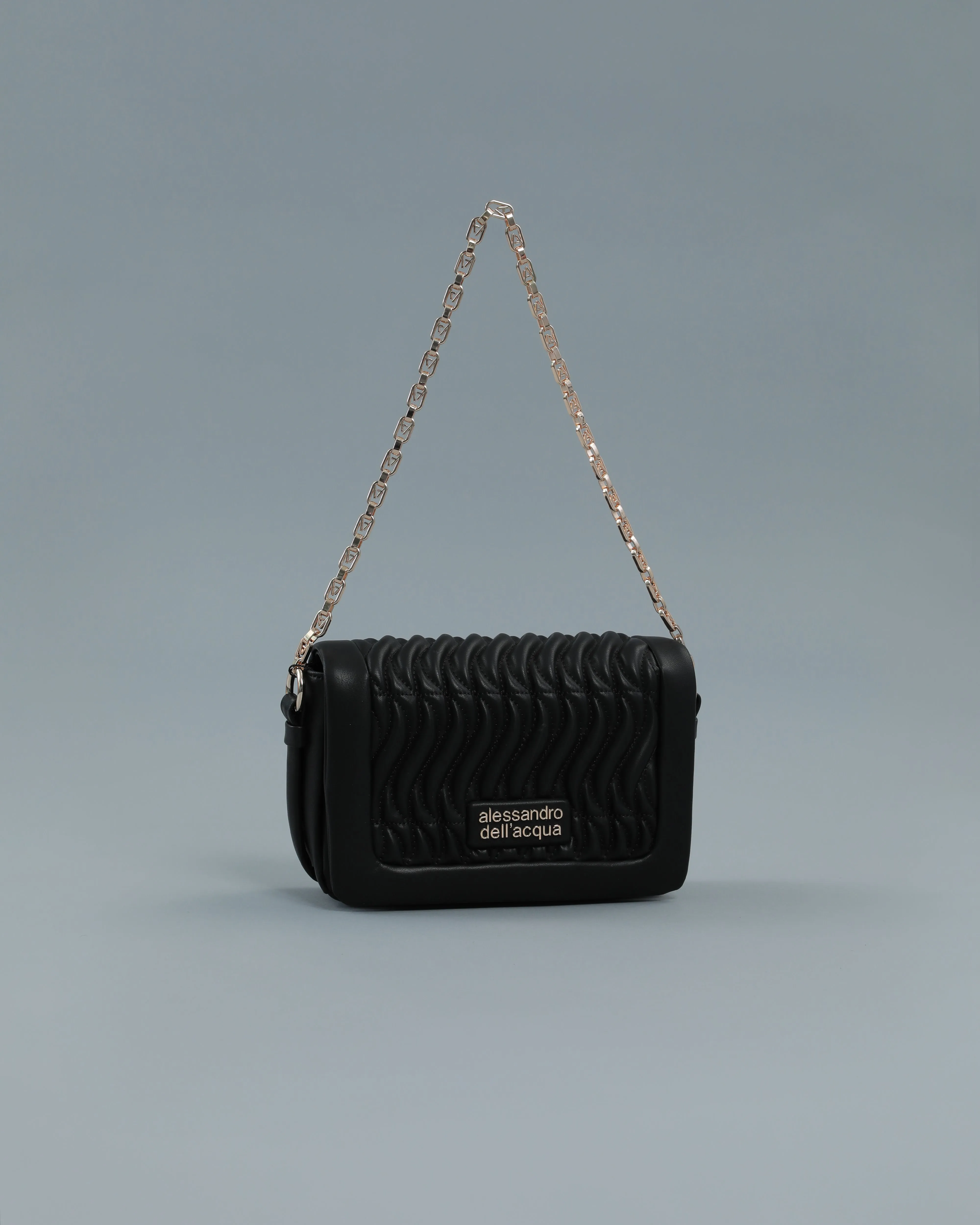 Mini Matelassé Crossbody Bag in Black