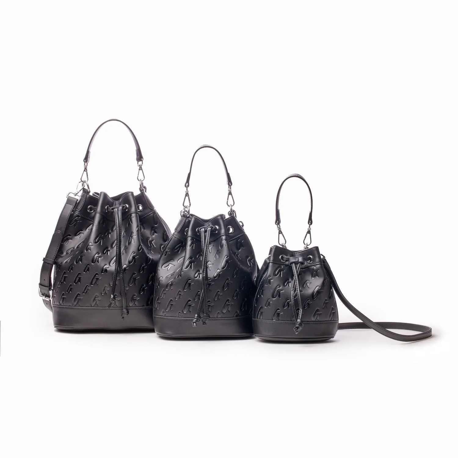 MINI MONOGRAM BUCKET BAG - BLACK