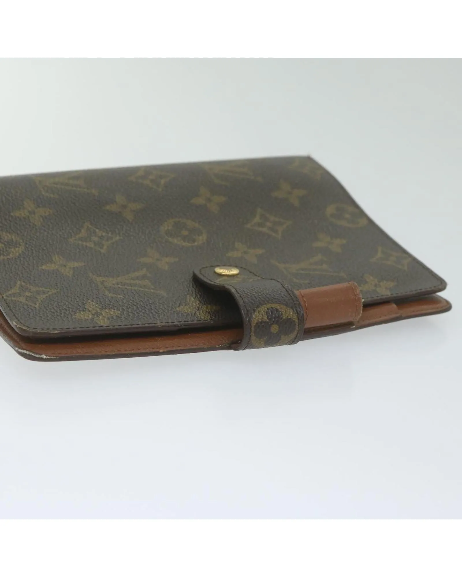 Monogram Canvas Day Planner Cover with Metal Fittings