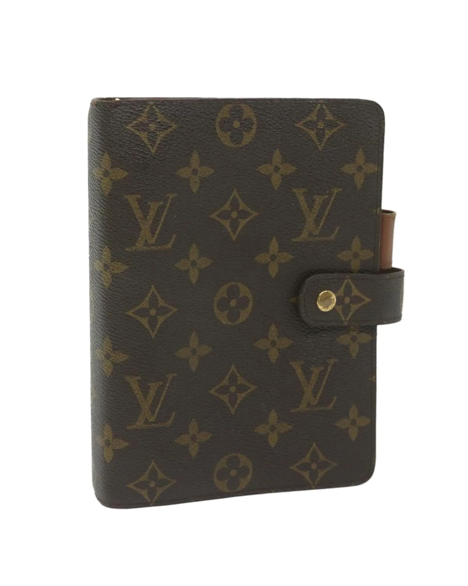 Monogram Canvas Day Planner Cover with Metal Fittings