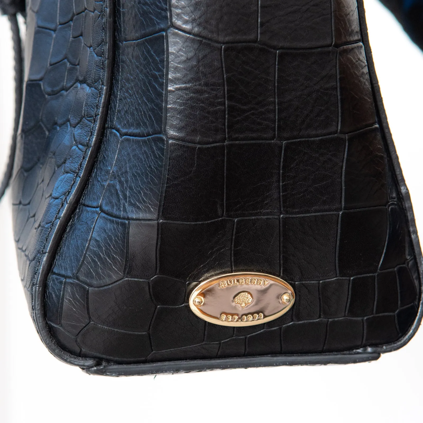 Mulberry Black Mock Croc Small Roxette Bag