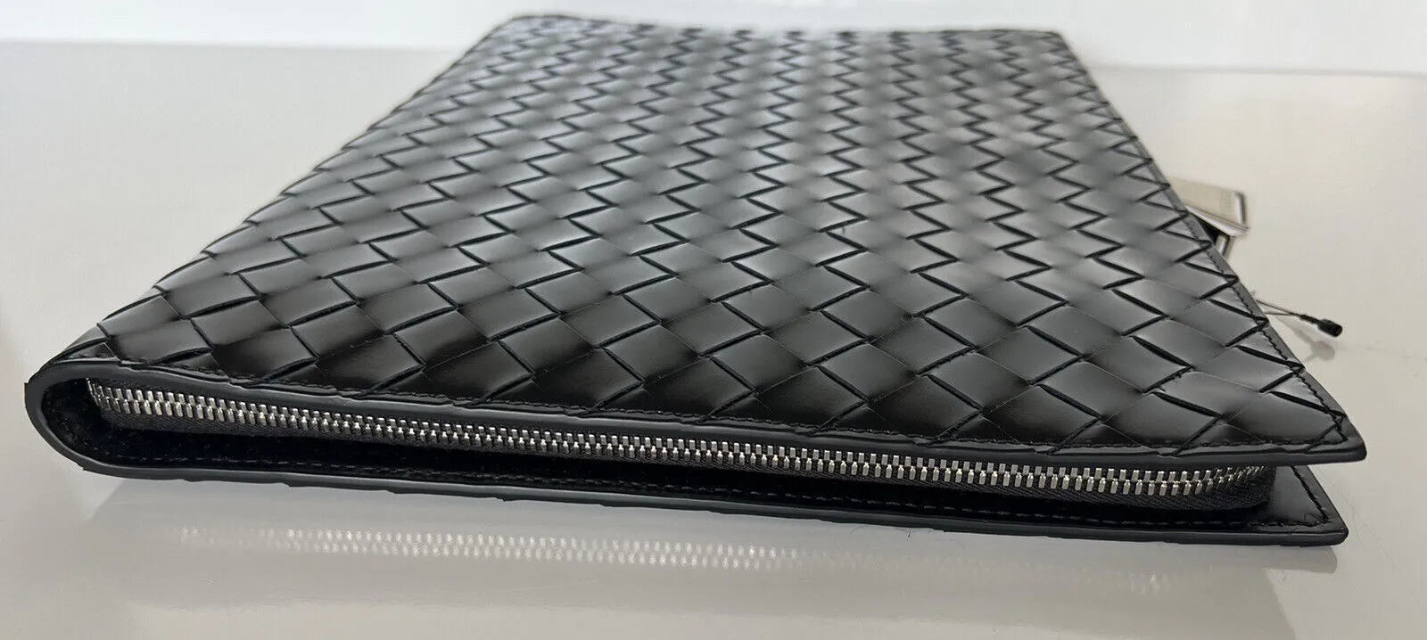 New $1900 Bottega Veneta Intrecciato Shiny Leather Document Case Black 592859