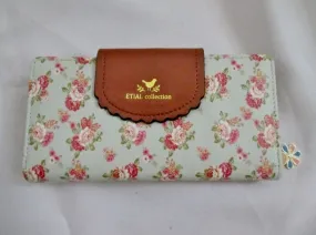 NEW ETIAL COLLECTION Continental Wallet Zip Case Pouch Bag Vintage BLUE FLORAL Organizer