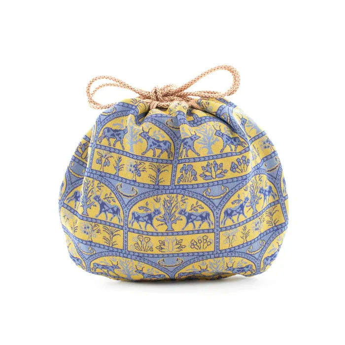 Nishijin-ori Small Drawstring Bag - Bull -,  Made in Kyoto, Japan,  Japanese traditional craft purse