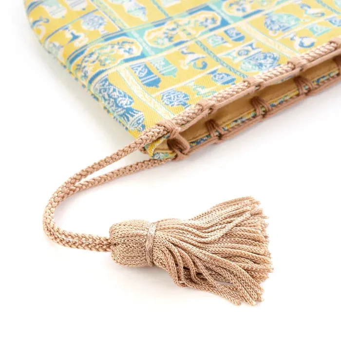 Nishijin-ori Small Drawstring Bag - Snake / Yellow -,  Made in Kyoto, Japan,  Japanese traditional craft purse