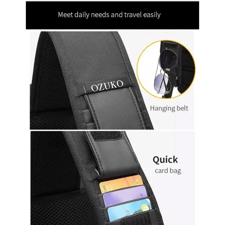 Ozuko 9334 Men Outdoor Multifunctional Waterproof Messenger Bag with External USB Charging Port(Dark Gray)