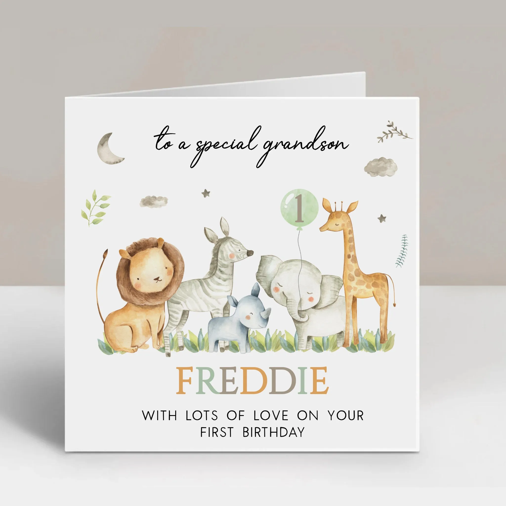 Personalised Birthday Card, Jungle Animals