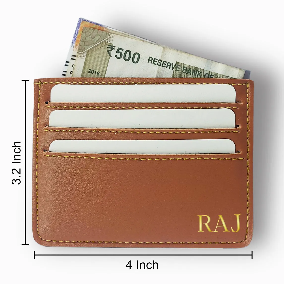 Personalized Card Wallet With Name for Men - Brown