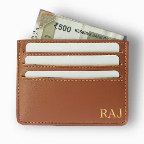 Personalized Card Wallet With Name for Men - Brown