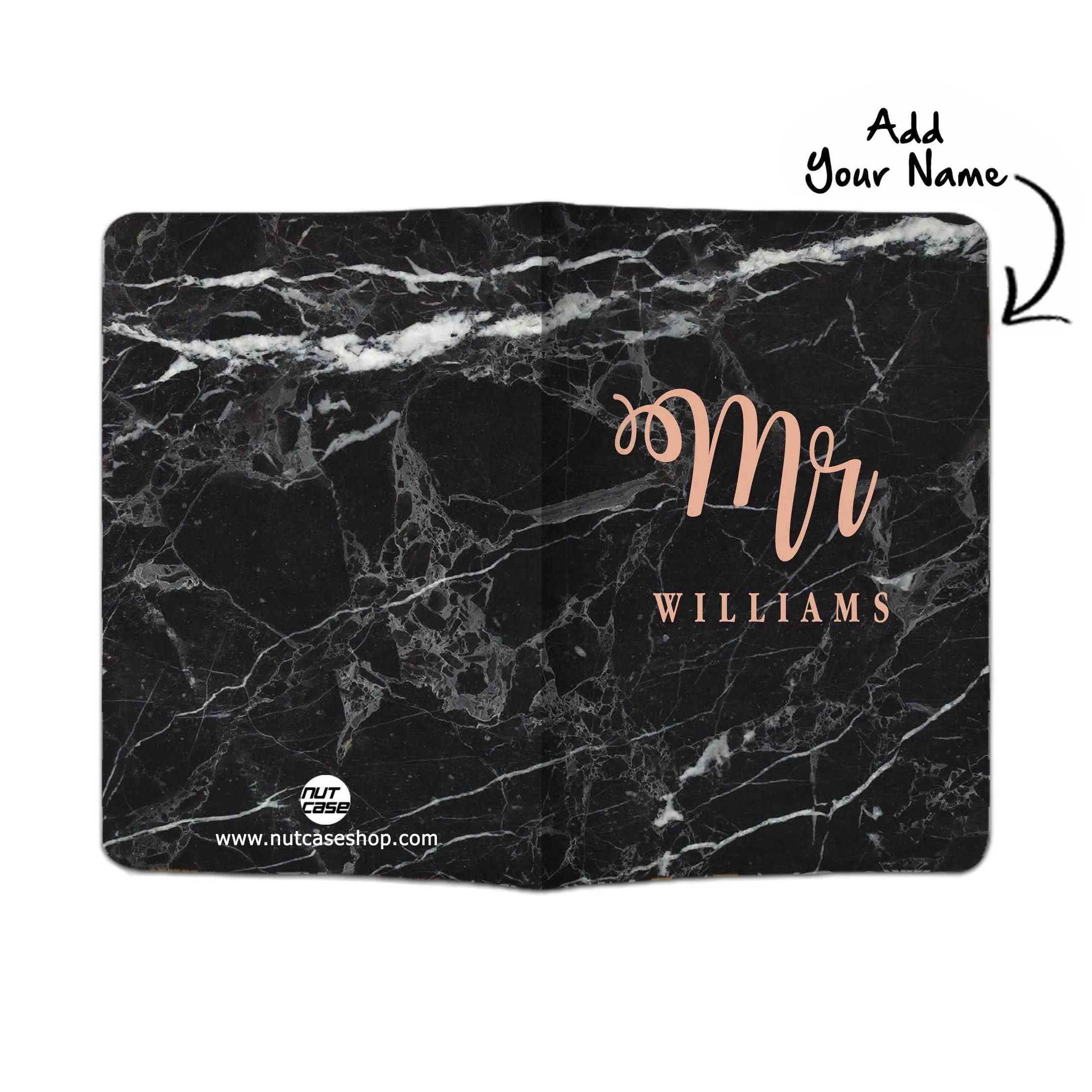 Personalized Passport Cover Luggage Tag Set - Mr Black Marble